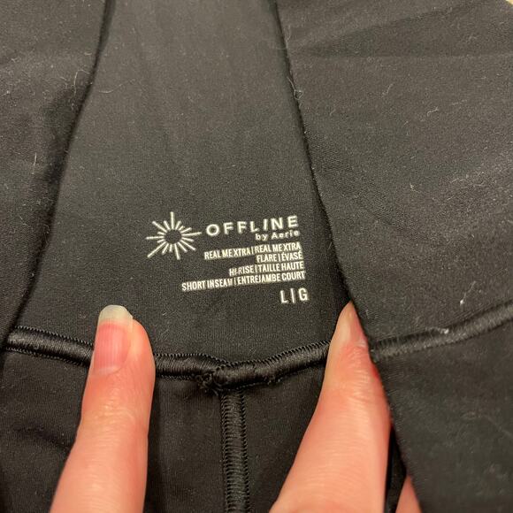 Aerie Offline Real Me Extra Flare Leggings Sz L Black High Rise Active Lounge - Picture 6 of 6